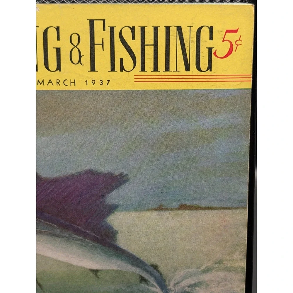 Vintage Hunting‎ & Fishing Magazine March 1937 Angler Outdoorsman Sailfish Cover